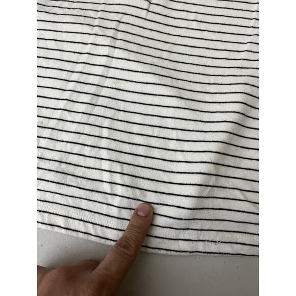 Coastal Minimalist Striped Henley Top L Parisian French Girl Scandi Capsule Y2K - Picture 11 of 14